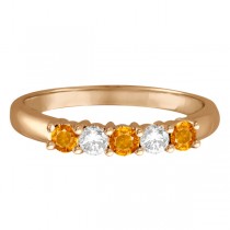 Five Stone Diamond and Citrine Ring 14k Rose Gold (0.67ctw)
