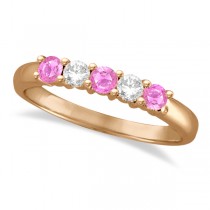 Five Stone Diamond and Pink Sapphire Ring 14k Rose Gold (0.55ctw)