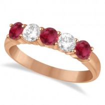 Five Stone Diamond and Ruby Ring 14k Rose Gold (1.08ctw)
