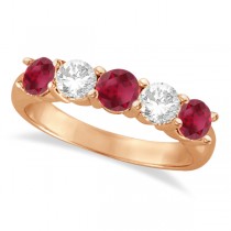 Five Stone Diamond and Ruby Ring 14k Rose Gold (1.95ctw)