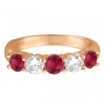 Five Stone Diamond and Ruby Ring 14k Rose Gold (1.95ctw)