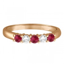 Five Stone Diamond and Ruby Ring 14k Rose Gold (0.55ctw)