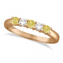Five Stone White & Fancy Yellow Diamond Ring 14k Rose Gold (0.50ctw)