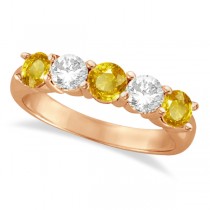 Five Stone Diamond and Yellow Sapphire Ring 14k Rose Gold (1.95ctw)