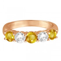 Five Stone Diamond and Yellow Sapphire Ring 14k Rose Gold (1.95ctw)