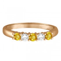 Five Stone Diamond and Yellow Sapphire Ring 14k Rose Gold (0.55ctw)