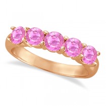 Five Stone Pink Sapphire Ring 14k Rose Gold (2.25ctw)