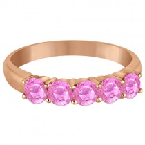 Five Stone Pink Sapphire Ring 14k Rose Gold (1.70ctw)