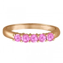 Five Stone Pink Sapphire Ring 14k Rose Gold (0.60ctw)