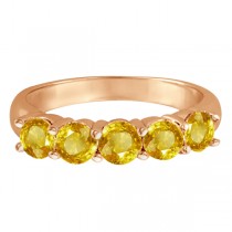 Five Stone Yellow Sapphire Ring 14k Rose Gold (2.25ctw)