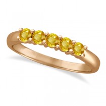 Five Stone Yellow Sapphire Ring 14k Rose Gold (0.60ctw)