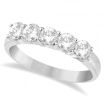 Five Stone Diamond Ring Anniversary Band 18k White Gold (1.00ct)
