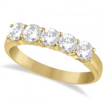 Five Stone Diamond Ring Anniversary Band 18k Yellow Gold (1.00ct)
