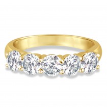 Five Stone Diamond Ring Anniversary Band 14k Yellow Gold (2.00 ctw)