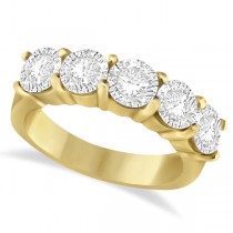 Five Stone Diamond Ring Anniversary Band 14k Yellow Gold (3.00 ctw)