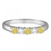 Five Stone White & Fancy Yellow Diamond Ring 14k White Gold (0.50ctw)