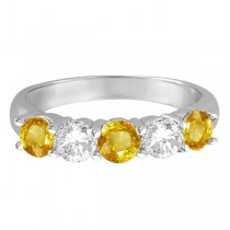 Five Stone Diamond and Yellow Sapphire Ring 14k White Gold (1.95ctw)