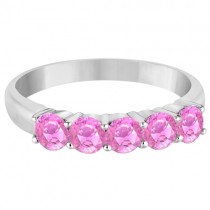 Five Stone Pink Sapphire Ring 14k White Gold (1.70ctw)
