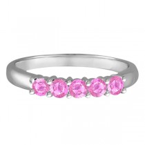 Five Stone Pink Sapphire Ring 14k White Gold (0.60ctw)
