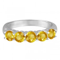 Five Stone Yellow Sapphire Ring 14k White Gold (2.25ctw)