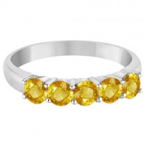 Five Stone Yellow Sapphire Ring 14k White Gold (1.70ctw)