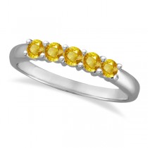 Five Stone Yellow Sapphire Ring 14k White Gold (0.60ctw)