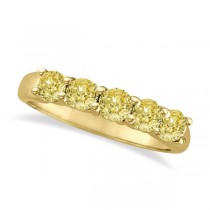 Five Stone Fancy Yellow Canary Diamond Anniversary Ring 14k Gold (1.00ct)