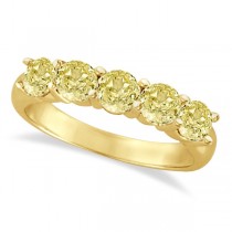 Five Stone Fancy Yellow Canary Diamond Anniversary Ring 14k (1.50ct)