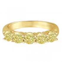 Five Stone Fancy Yellow Canary Diamond Anniversary Ring 14k (1.50ct)