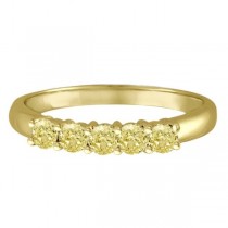 Five Stone Fancy Yellow Canary Diamond Anniversary Ring 14k Gold (0.50ct)