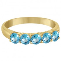 Five Stone Blue Topaz Ring 14k Yellow Gold (1.60ctw)
