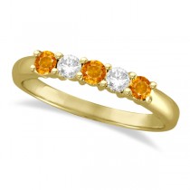 Five Stone Diamond and Citrine Ring 14k Yellow Gold (0.67ctw)