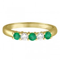 Five Stone Diamond and Emerald Ring 14k Yellow Gold (0.55ctw)