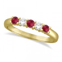 Five Stone Diamond and Ruby Ring 14k Yellow Gold (0.55ctw)