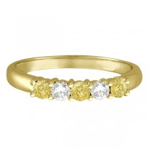 Five Stone White & Fancy Yellow Diamond Ring 14k Yellow Gold (0.50ctw)