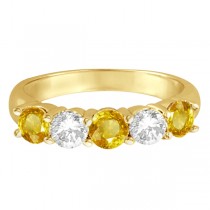 Five Stone Diamond and Yellow Sapphire Ring 14k Yellow Gold (1.95ctw)