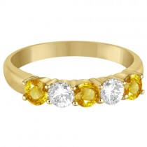 Five Stone Diamond and Yellow Sapphire Ring 14k Yellow Gold (1.08ctw)