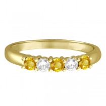Five Stone Diamond and Yellow Sapphire Ring 14k Yellow Gold (0.55ctw)