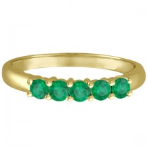 Five Stone Emerald Ring Anniversary Band 14k Yellow Gold (0.60ctw)