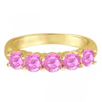 Five Stone Pink Sapphire Ring 14k Yellow Gold (2.25ctw)