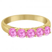 Five Stone Pink Sapphire Ring 14k Yellow Gold (1.70ctw)