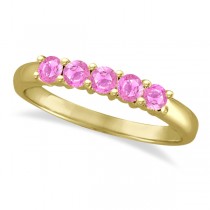 Five Stone Pink Sapphire Ring 14k Yellow Gold (0.60ctw)