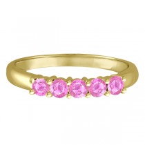 Five Stone Pink Sapphire Ring 14k Yellow Gold (0.60ctw)