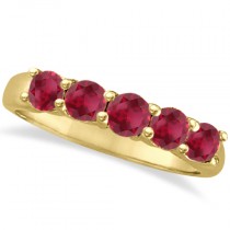 Five Stone Ruby Ring Anniversary Band 14k Yellow Gold (1.70ctw)