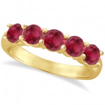 Five Stone Ruby Ring Anniversary Band 14k Yellow Gold (2.25ctw)