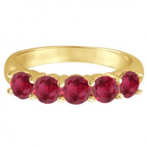Five Stone Ruby Ring Anniversary Band 14k Yellow Gold (2.25ctw)
