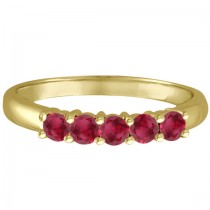 Five Stone Ruby Ring Anniversary Band 14k Yellow Gold (0.60ctw)