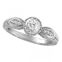 Venetian Style Diamond Bezel Ring 14K White Gold (0.40 ct)