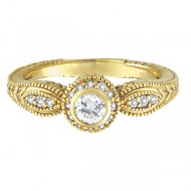 Venetian Style Diamond Bezel Ring 14K Yellow Gold (0.40 ct)