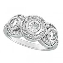Bezel & Prong Set Diamond Three-Stone Ring 18k White Gold (1.76ctw)